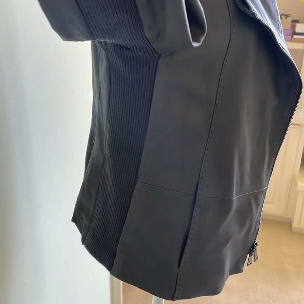Vince Classic Scuba Goat Leather Jacket Moto Gray Size M - Picture 5 of 12